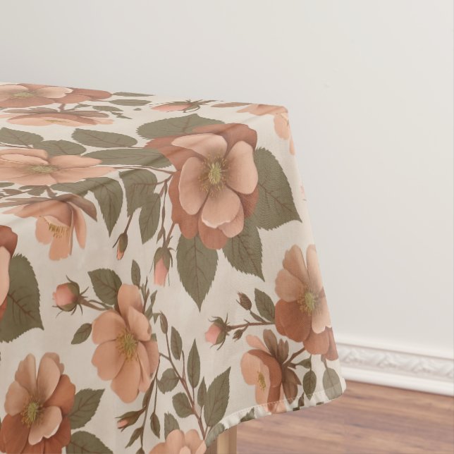 Mantel Wild Rose Blooms In Earthy Shades Of Terracotta  (In Situ)