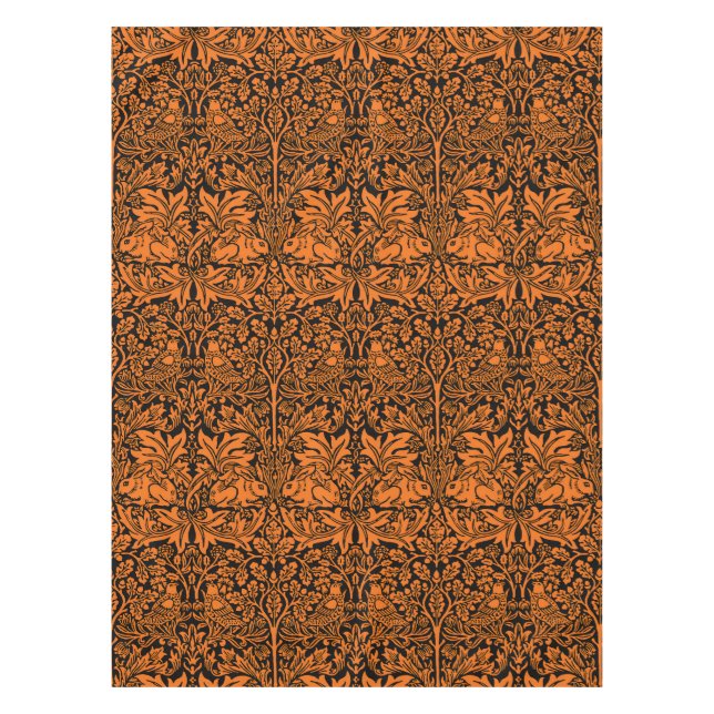 Mantel William Morris Hermano Conejo Óxido Negro Patrón (Anverso)