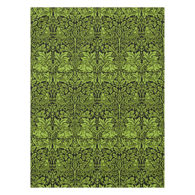 Mantel William Morris Hermano Conejo Verde Sabio Negro (Anverso)