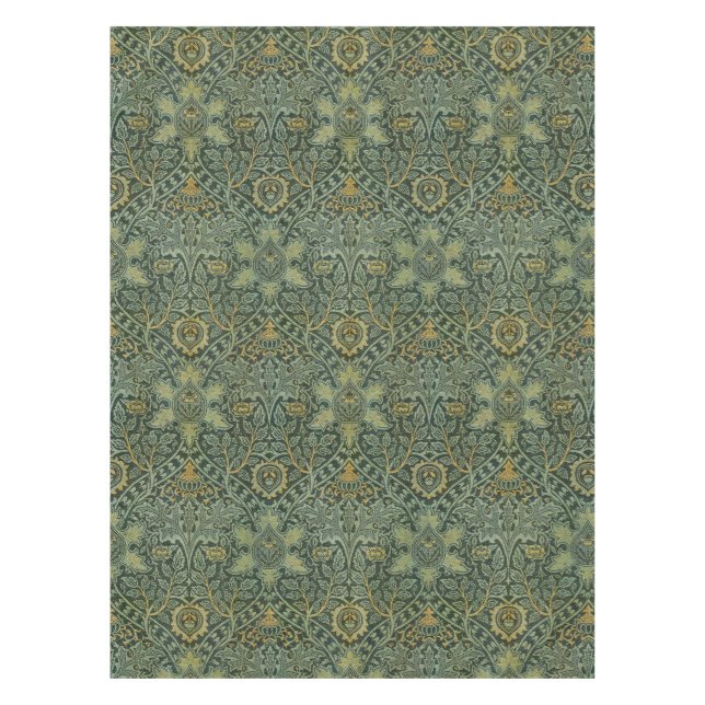 Mantel William Morris Ispahan Verde Azul Floral Arte (Anverso)