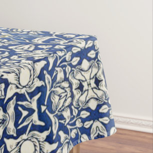 Mantel William Morris Mallow Flores Azul Floral Blanco