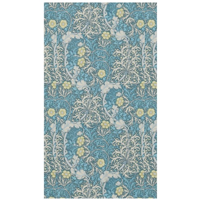 Mantel William Morris, patrón Art Nouveau, algas, azul,f (Anverso)
