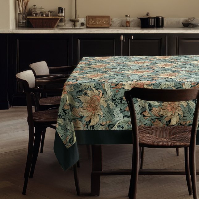 Mantel William Morris Pimpernel melocotón azul pastel (William Morris Pimpernel pastel blue ivory peach Tablecloth)