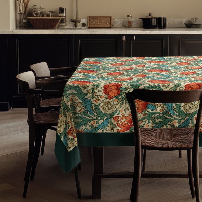 Mantel William Morris Pimpernel terracota verde pastel (William Morris Pimpernel terracotta pastel green Tablecloth)