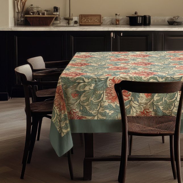 Mantel William Morris Pimpernel terracota verde pastel (William Morris Pimpernel terracotta pastel green Tablecloth)
