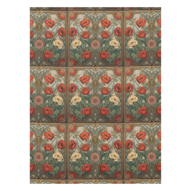 Mantel William Morris Poppies Floral Art Nouveau Pattern  (Anverso)