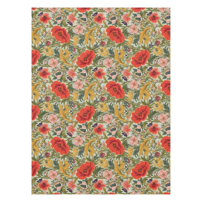 Mantel William Morris Poppies Floral Art Nouveau Pattern  (Anverso)