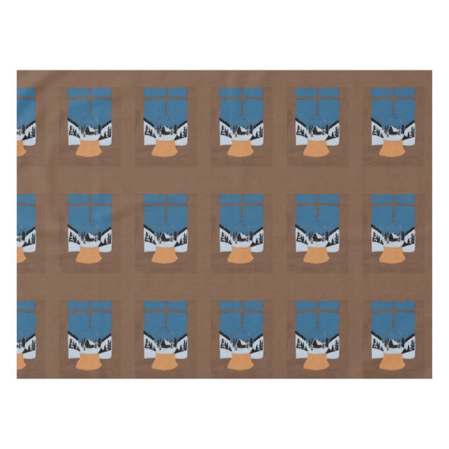 Mantel Winter Decorative Tablecloth - Snow Globe  (Frente (Horizontal))