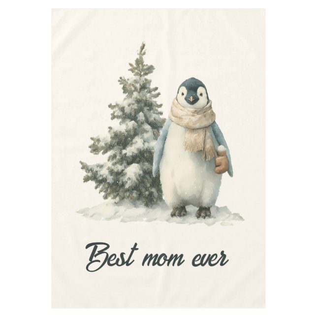 Mantel Winter Penguin “Best Mom Ever” Design (Anverso)