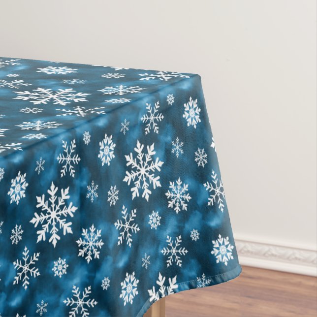 Mantel Winter Snowflakes Pattern On Cool Abstract Blue (In Situ)
