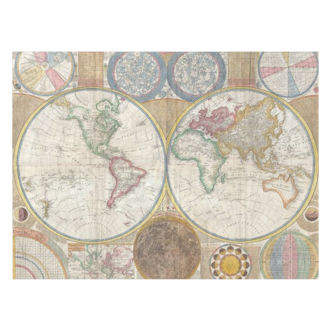 Mantel World Travel Map Antiguo Vintage (Frente (Horizontal))