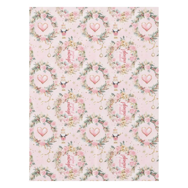 Mantel Wreath Personalizado Beaux de Holiday Pink Merry N (Anverso)