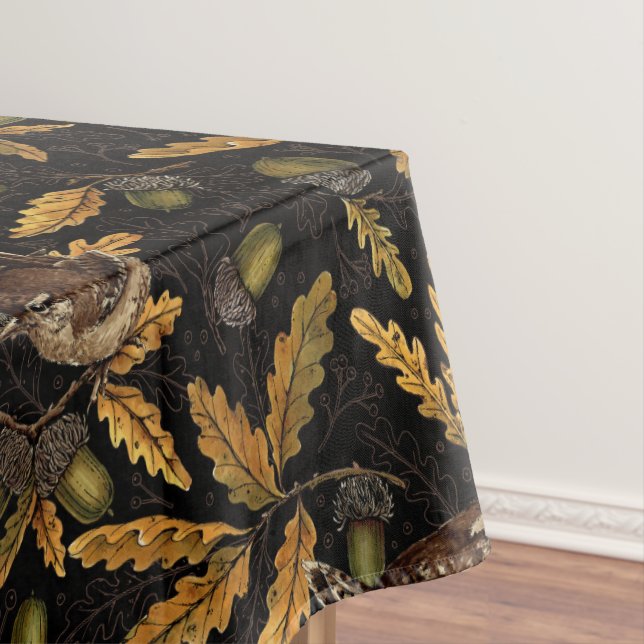 Mantel Wrens y bellotas sobre negro (In Situ)