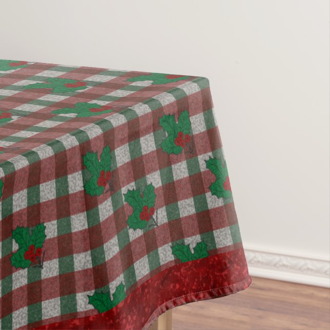 Mantel Xmas Gingham Tablecloth de 60" x 84" (In Situ)