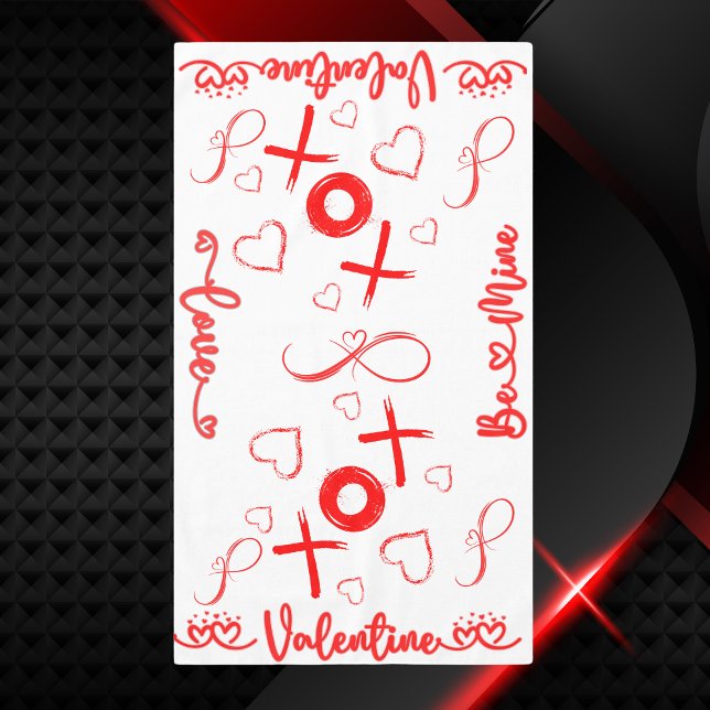 Mantel XOXO de San Valentín con corazones en rojo | (Subido por el creador)