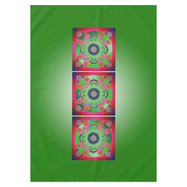 Mantel YANTRA - la gran rueda - rosa verde (Anverso)