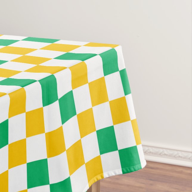 Mantel Yellow White Green Checkered Design  (In Situ)