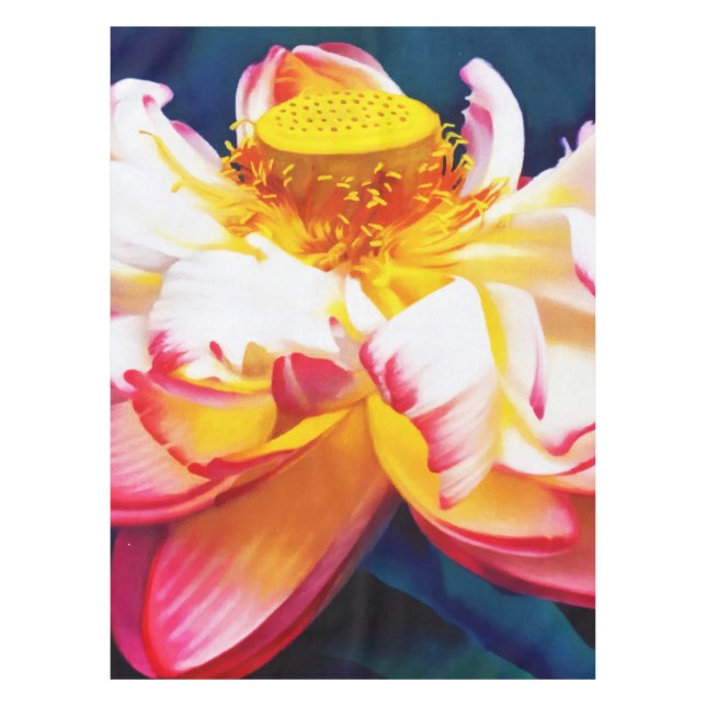 Mantel Zen Blooming Pink Lotus Flor acuarela (Anverso)
