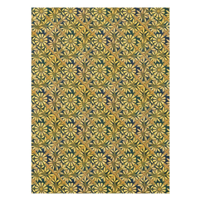 Mantel Zinnia intrépido en un enrejado en amarillo de la (Anverso)