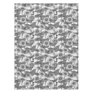 Mantel Zinnias, monocromo en blanco