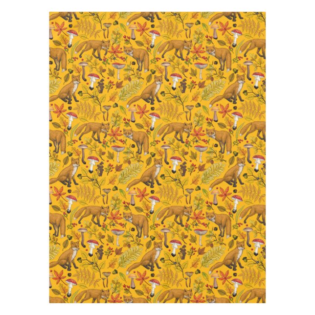 Mantel zorros otoñales sobre el naranja (Anverso)