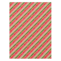 Manteles brillantes de rayas verdes rojas y alegre