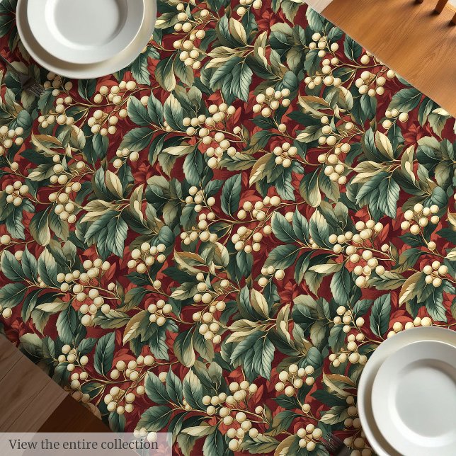 Manteles de época únicos en tonos Navidades mudos (Unique vintage tablecloth in muted Christmas tones)