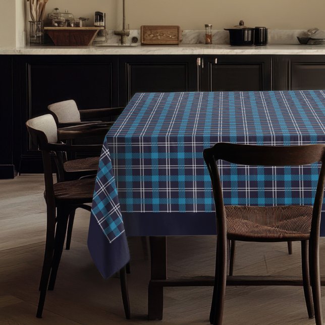 Manteles de la Marina y de la Plata Azul para el e (Navy and Blue Plaid Tablecloth for Farmhouse Style Dining)