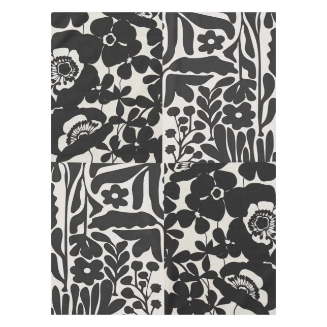 manteles florales blancos y negros (Anverso)