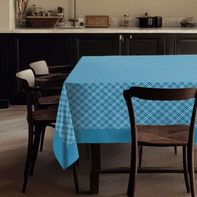 Manteles modernos de verificación azul para interi (Modern Blue Check Tablecloth for Chic Interiors)