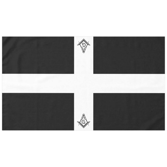 Manteles y decoraciones masónicos negros y blancos (Frente (Horizontal))