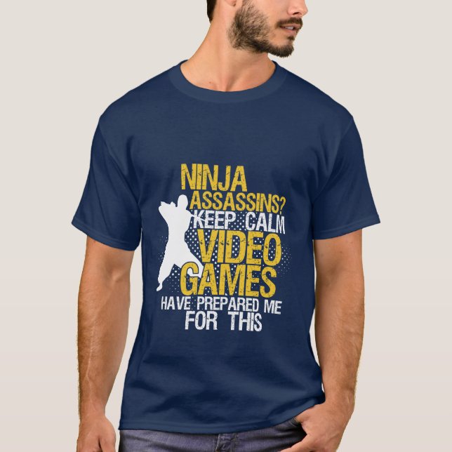 Mantén la calma de Geeks y Gamers Ninja camiseta (Anverso)