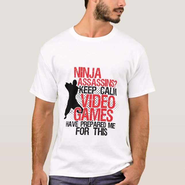 Mantén la calma de Geeks y Gamers Ninja camiseta (Anverso)