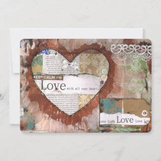 Mantén la calma y ama, tarjeta, invitación, corazó