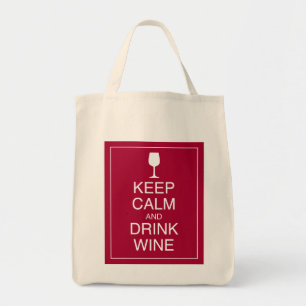 Mantén la calma y bebe vino - Bolsa de tote de la
