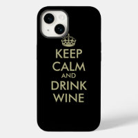 Mantén la calma y bebe vino funda para iPhone 14