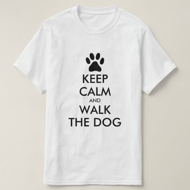 Mantén la calma y camina la camiseta del perro par (Diseño del anverso)