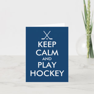 Mantén la calma y juega al hockey tarjeta de felic