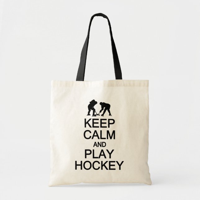 Mantén la calma y juega la bolsa de hockey - elige (Frente)