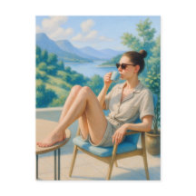 Mantén la Calma y Relájate Tarjeta Postal Acuarela