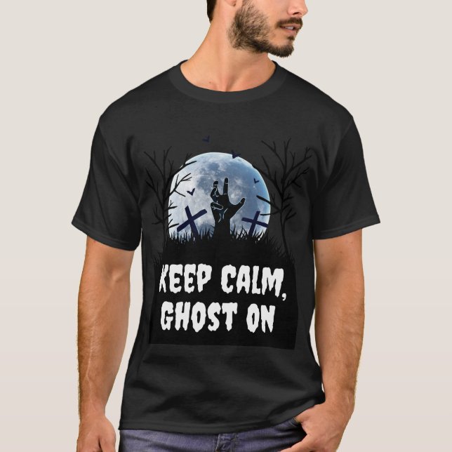 Mantén Tranquilo Fantasma En La Camiseta De Hallow (Anverso)