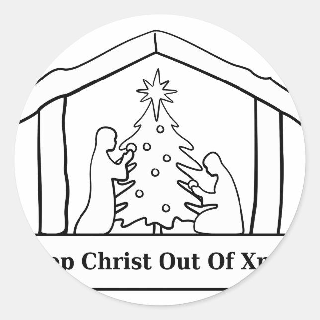 Mantener a Cristo fuera de Navidad, Pegatina (Anverso)
