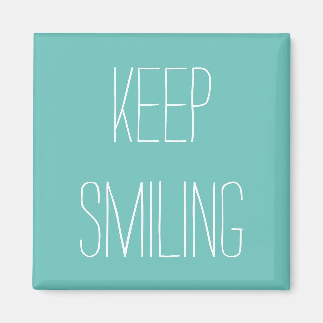 Mantener imán blanco verde azulado y sonriente (Frente)