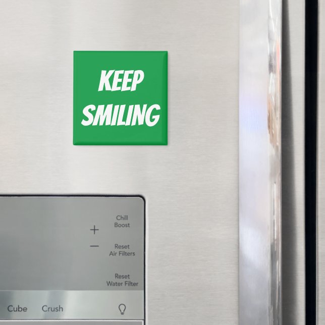 Mantener imán blanco verde y sonriente (In situ (nevera))
