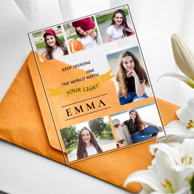 Mantener Invitación Acrílica Multifoto Grad (Keep Shining Acrylic Multi Photo Grad Announcement)