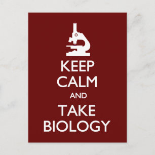 Mantener la calma Tome la postal de la biología