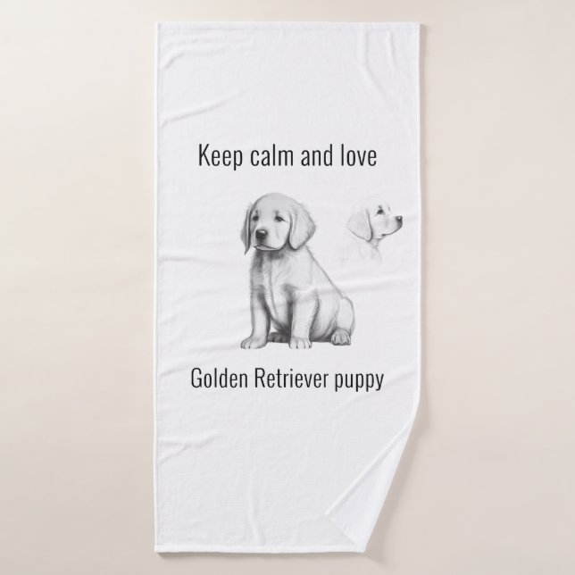 Mantener la calma y amar el cachorro Golden Retrie (Toalla de baño)