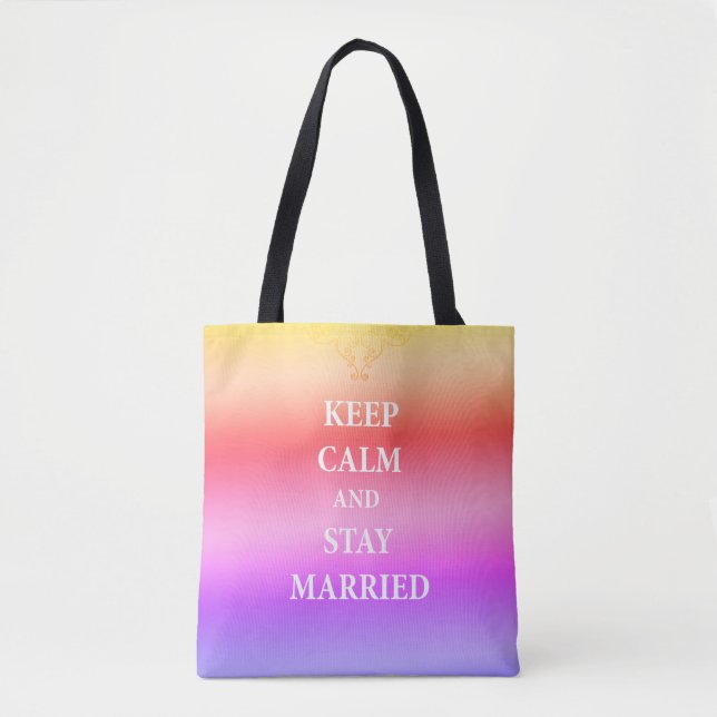 Mantener la calma y casar con la bolsa de tote (Anverso)