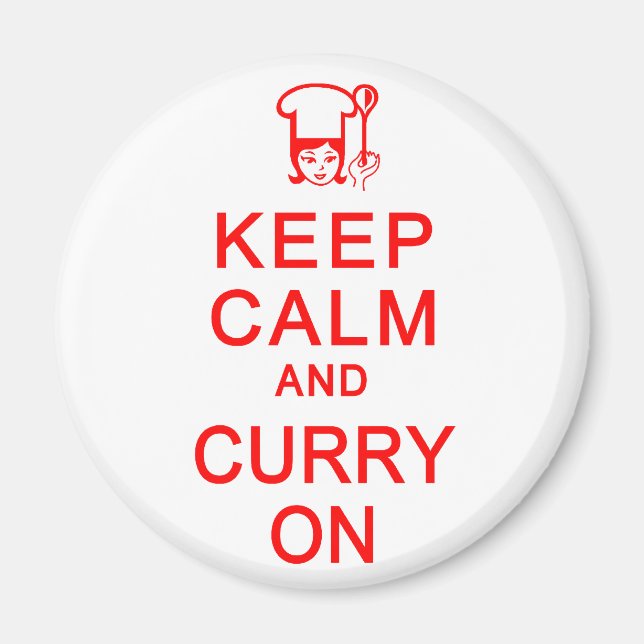 Mantener la calma y el curry en el imán (Frente)