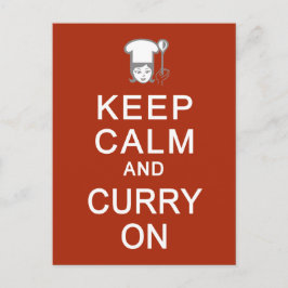 Mantener la calma y el curry en la postal